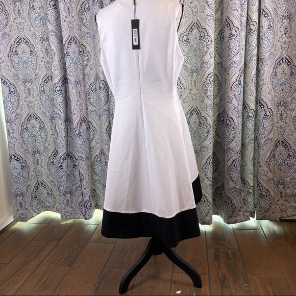 Donna Karan New York White Sleeveless Dress with Black Trim - Picture 6 of 6
